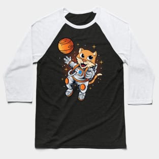 Astronaut cat with galaxy in hand Baseball T-Shirt